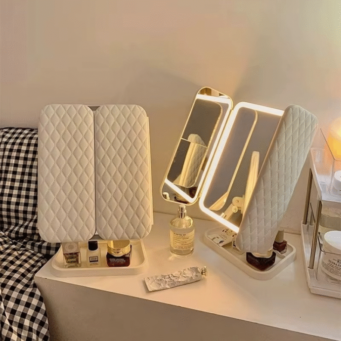 Miroir de Maquillage LED Tri-Volet – Grossissement Haute Précision - Image 4