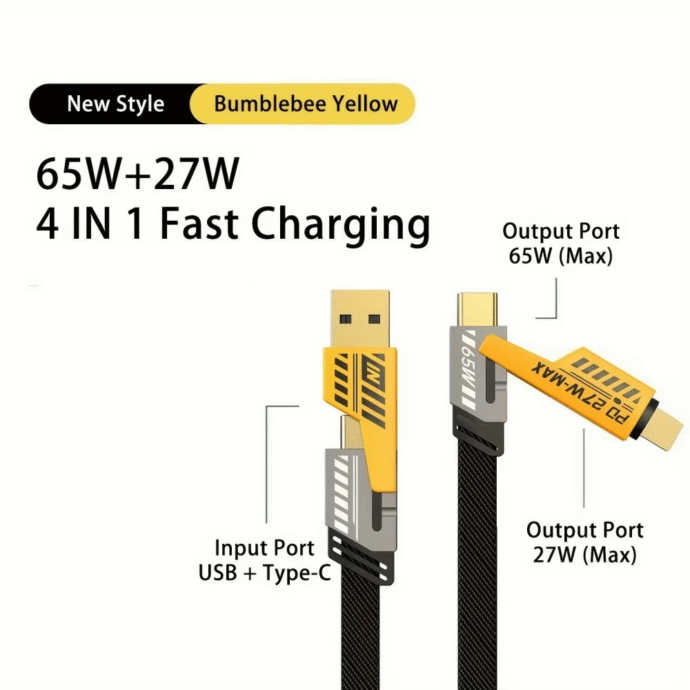 Câble Multi-USB 4-en-1 avec Porte-Clés – Charge Rapide PD 65W - Image 3