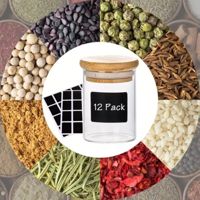 Ensemble de 9 Pots à Épices en Verre avec Support en Bois – Élégant & Pratique - Image 7