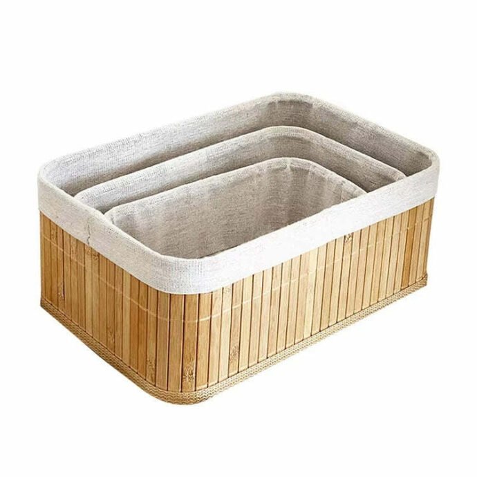 Lot de 3 Paniers de Rangement en Bambou Naturel - Image 5