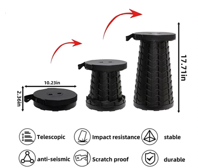 Tabouret télescopique pliable – camping & pêche - Image 5